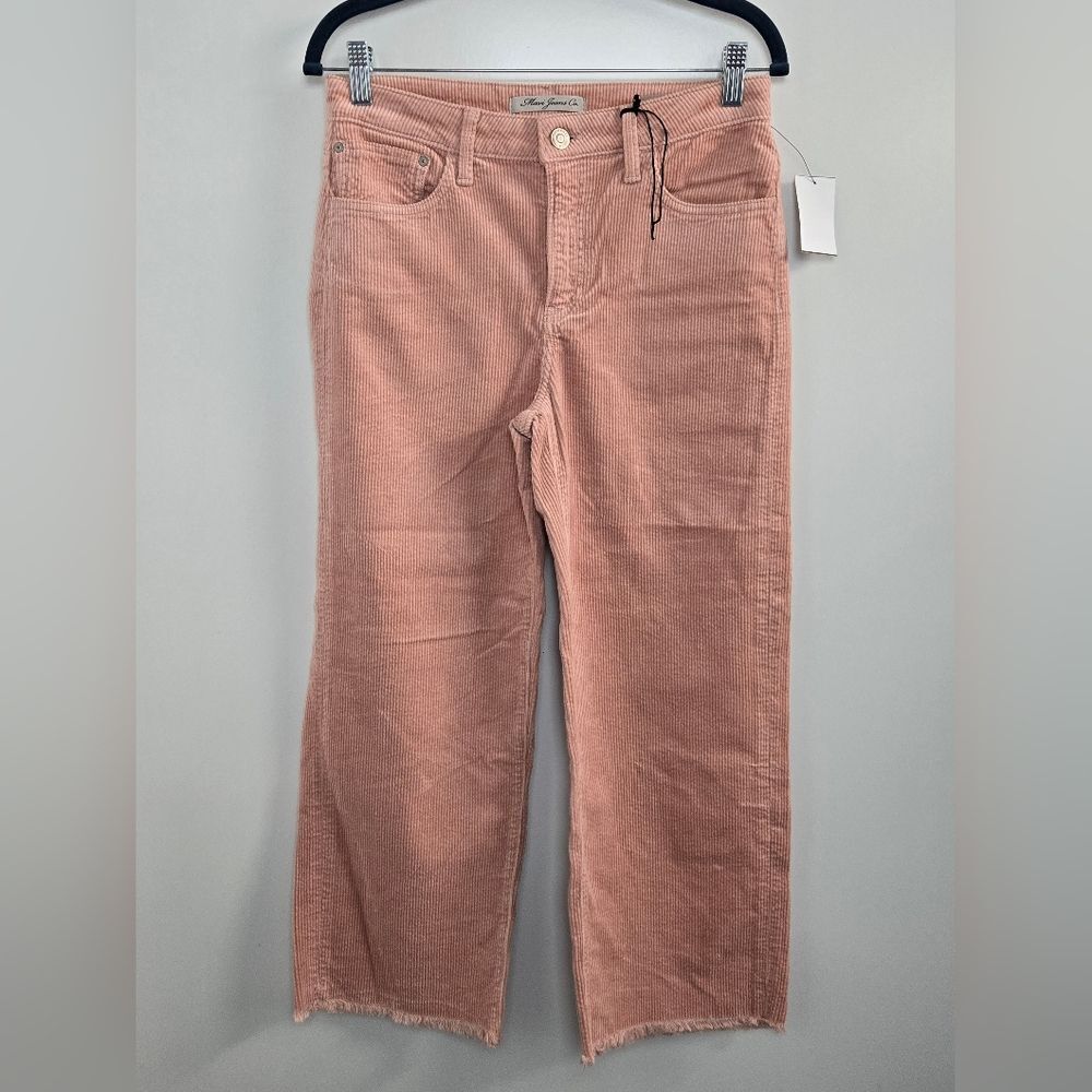 Romee High-Rise Wide-Leg Crop Raw Hem Corduroy Pants Sz 27 or 4 Peach 🍑